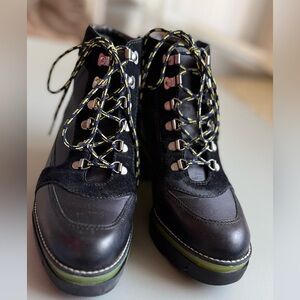 Bernardo Black and Green Combat Boots
